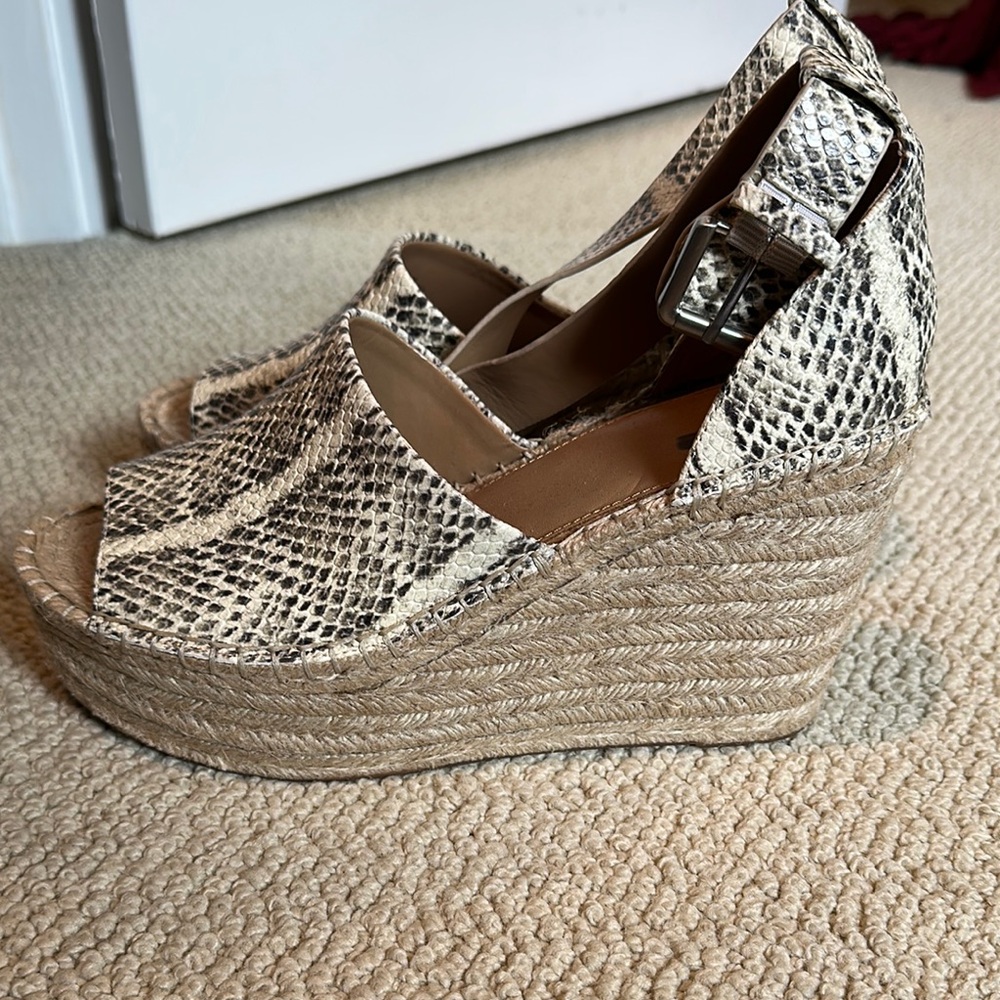 Marc Fisher Cream Espadrille Wedges with Ankle Strap